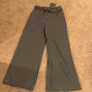 Anthro checked pants - flattering wide leg style.